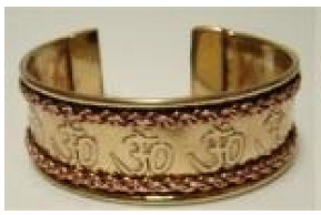 Om bracelet with copper and brass