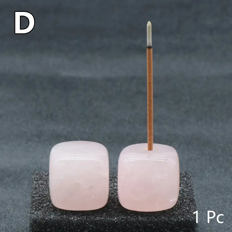 1pc, Rose Quartz Natural Stone Incense Holder, Square Incense Stick Holder Natural Stone Craft Ornaments, Mini Incense Holder Burner Ornaments Room Decoration Bedroom Accessories Household Items