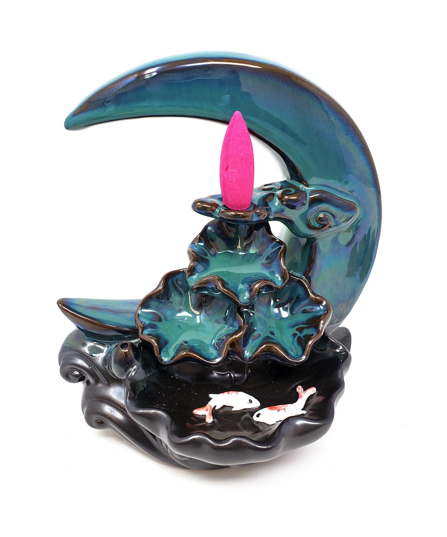 Moon Ceramic Backflow Cone/Incense Burner 7" H x 4.5"W