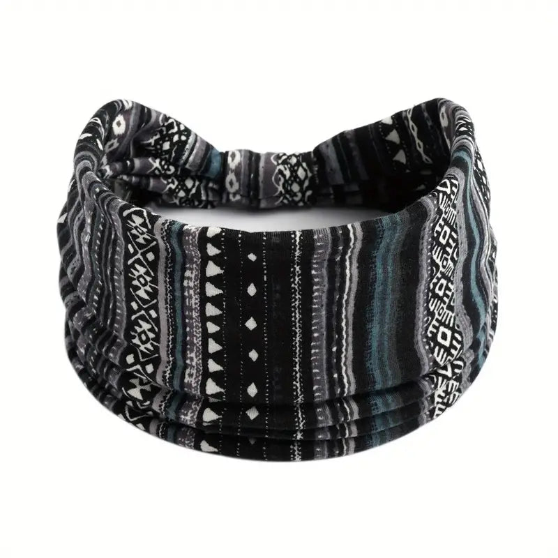 Bohemian Style Vintage Hair Tie Stretch Wide Brim Striped Hair Accessories
