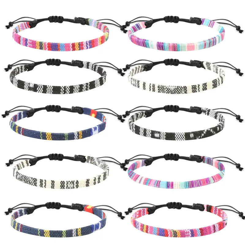 1 pc ANKLET RANDOM COLOR Boho Style Mexican Braided Anklet Set Colorful Handmade Braided Ankle Bracelet