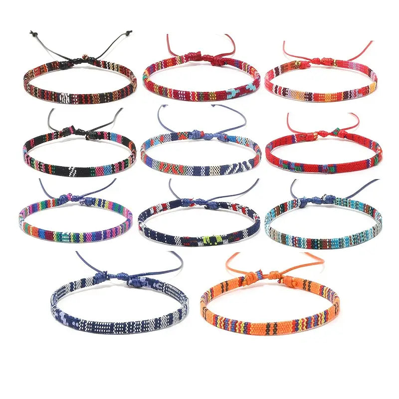 1pc RANDOM COLOR Stackable Thin Rope Colorful Retro Hand Rope, Bohemian Charm Bracelet