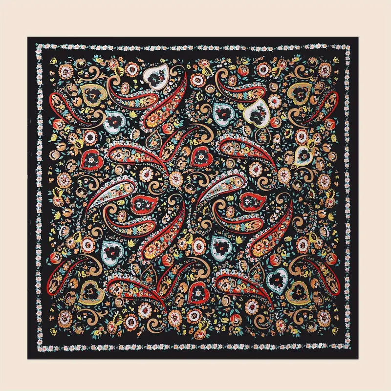 1pc Paisley Print Bandana Classic Colorful Square Scarf Imitation Silk Head Wrap Neckerchief Hair Accessories Hippie Boho Bohemian