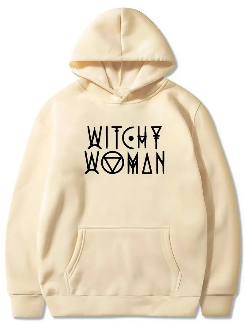 Witch Pattern Hoodie With Kangaroo Pocket - SIZE XL