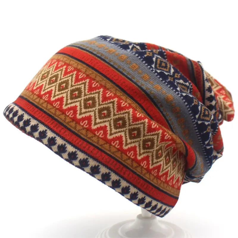 1pc Adult Size Boho Beanie Hat Bohemian Hippie