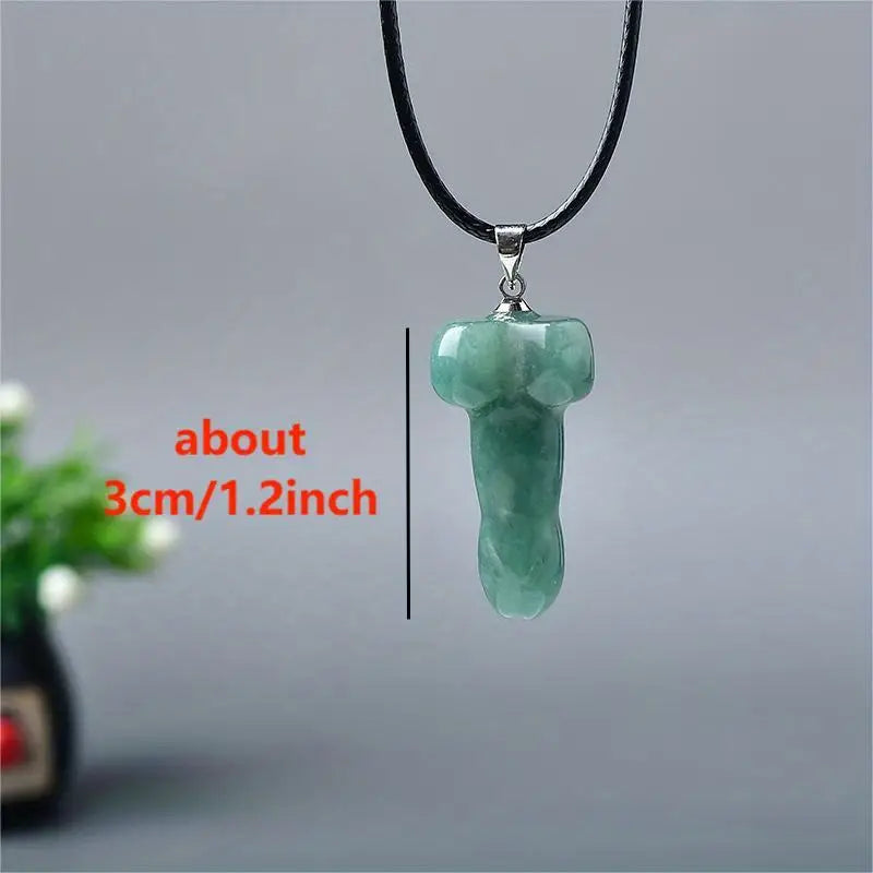 Natural Stone Green Aventurine Penis Pendant Necklace, Crystal Engraving Crystal Energy Reiki Therapy, Home Decor Crystal Gifts, DIY Gemstone Jewelry, Penis Fertility Amulet