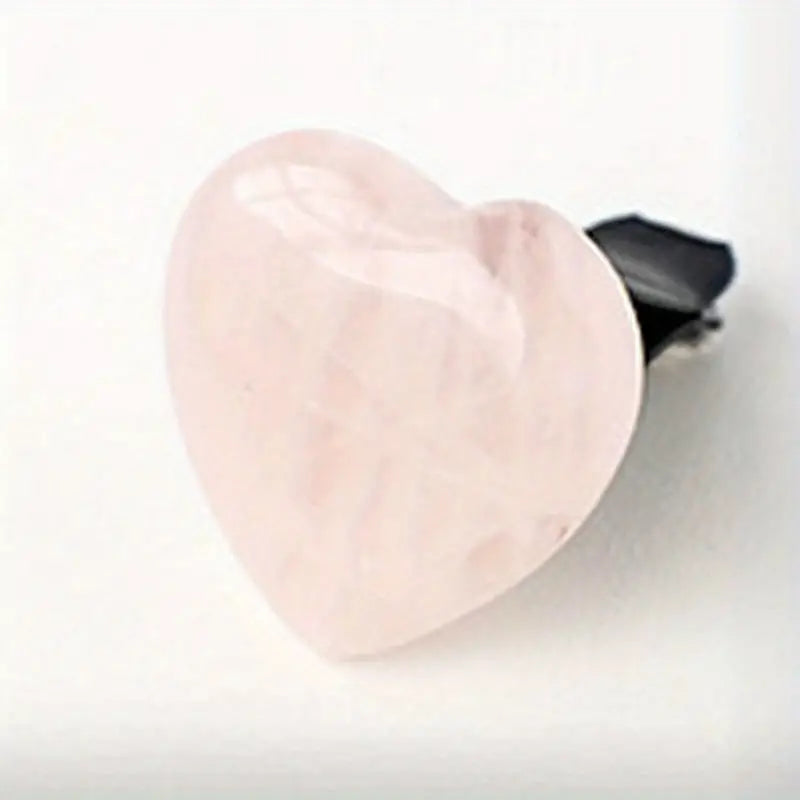 1pc Rose Quartz Natural Stone Crystal Car Vent Clip, Crystal Heart Shaped Car Vent Clip