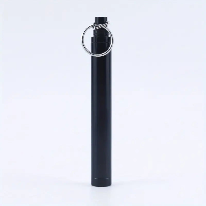 1pc, BLACK Pre Roll Tube Keychain, Smell Proof Aluminum Alloy Metal Sealing Tube, Joint Case With Key Chain Ring For King Size Pre Rolled Cones Rolling Paper Storage