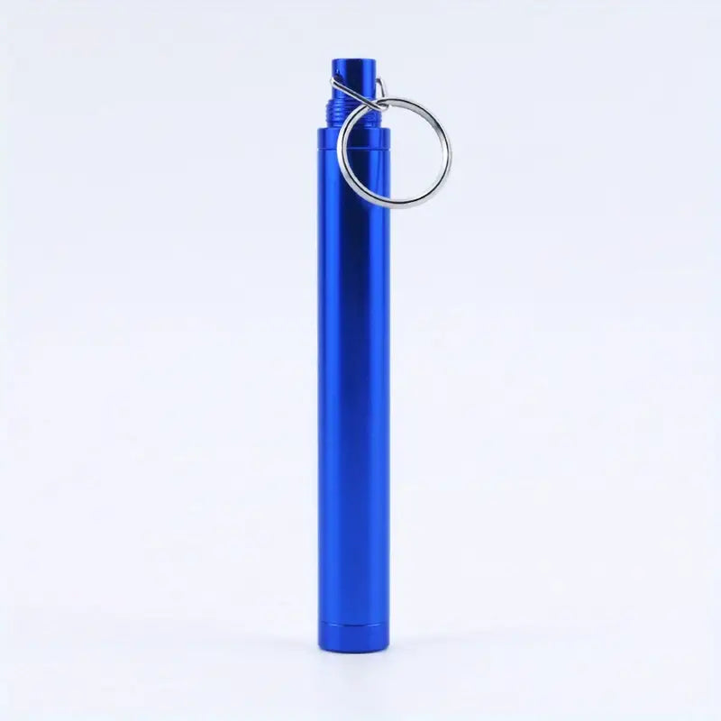 1pc, Pre Roll Tube Keychain BLUE, Smell Proof Aluminum Alloy Metal Sealing Tube, Joint Case With Key Chain Ring For King Size Pre Rolled Cones Rolling Paper Storage
