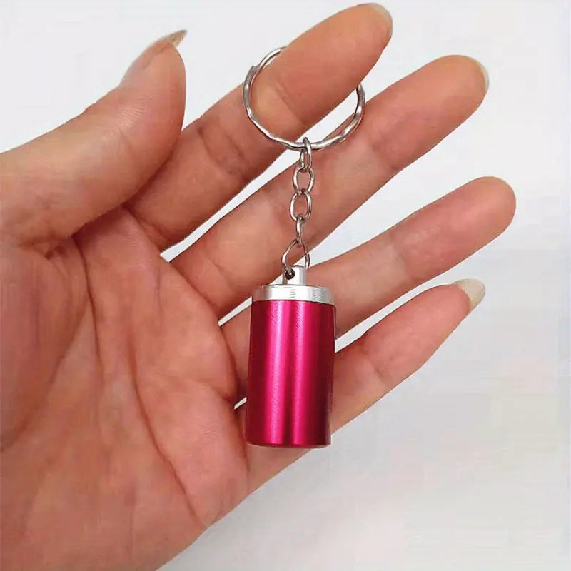 RED Outdoor Portable Ashtray w/Lid, Aluminum Moisture Proof Smoking Keychain
