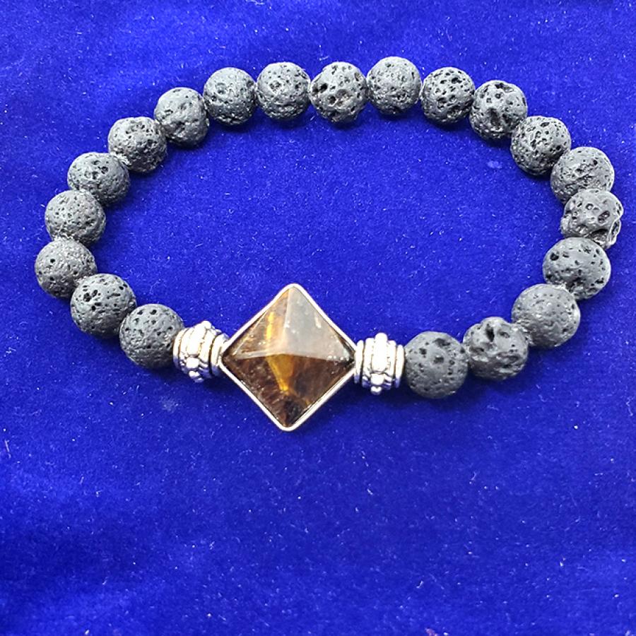 Next Lava & Tiger Eye Pyramid Bracelet w/ Velvet Bag Lava & Tiger Eye Pyramid Bracelet w/ Velvet Bag