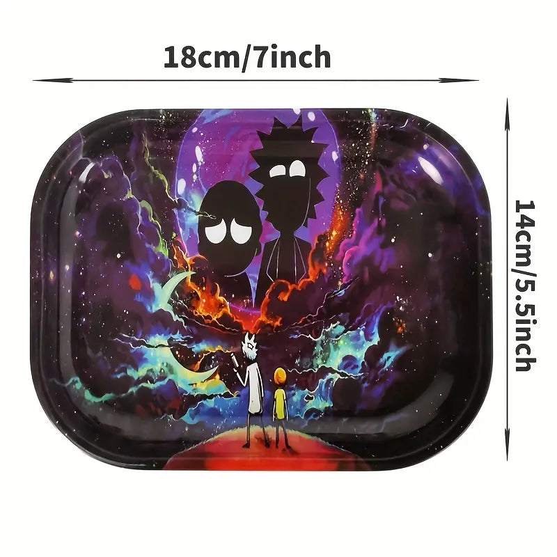 1pc Rick and Morty Cartoon Metal Rolling Tray - Perfect for Cigarette Rolling & Smoking Accessories!