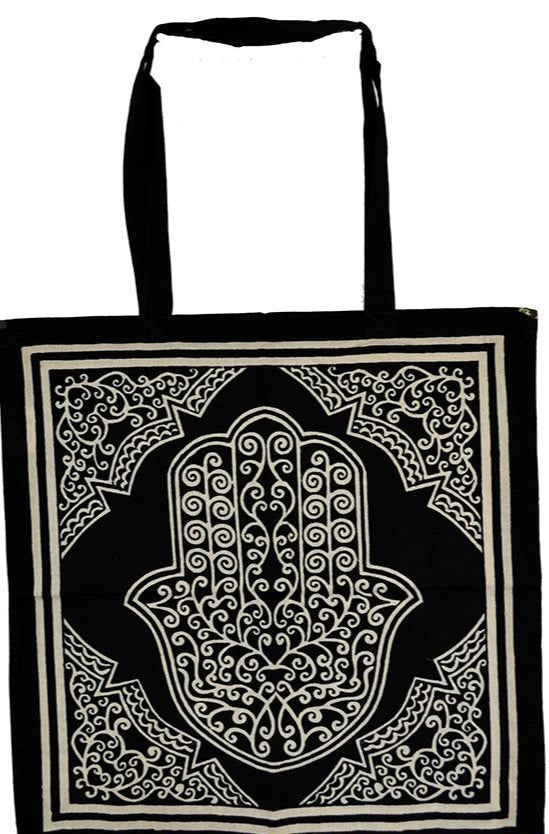 Black/White Hamsa Hand printed Tote Bag