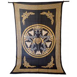 Goddess of Earth within Pentagram and Celtic knots printed Tapestry