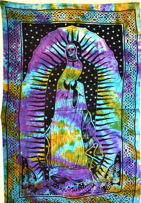 Santa Muerte Tie Dye Tapestry 72x108"