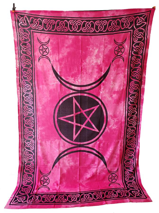 Triple Moon Pentagram printed Tapestry