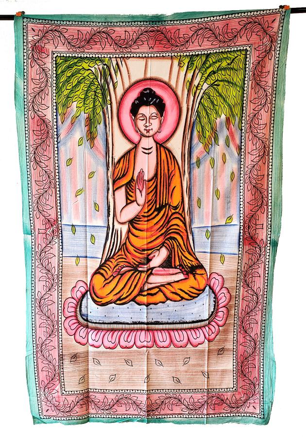 Meditating Buddha Cotton Tapestry 54x86" Multi Color
