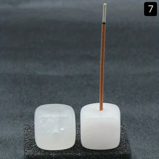 1pc, Clear Quartz Natural Stone Incense Holder, Square Incense Stick Holder Natural Stone Craft Ornaments, Mini Incense Holder Burner Ornaments Room Decoration Bedroom Accessories Household Items