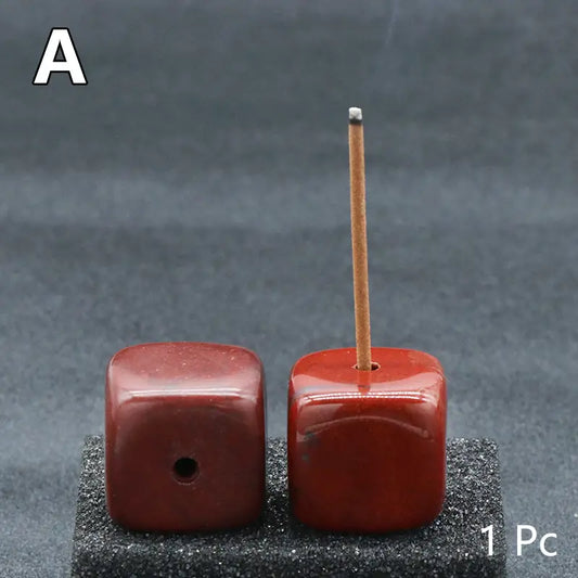 1pc, Red Carnelian Natural Stone Incense Holder, Square Incense Stick Holder Natural Stone Craft Ornaments, Mini Incense Holder Burner Ornaments Room Decoration Bedroom Accessories Household Items