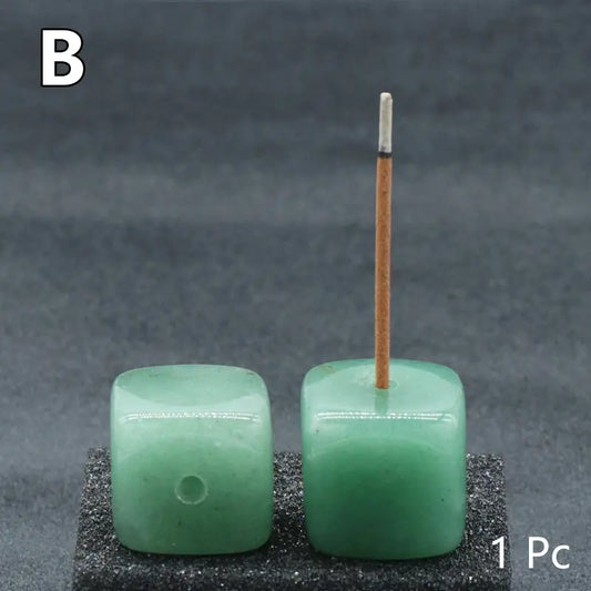 1pc, Green Adventurine Natural Stone Incense Holder, Square Incense Stick Holder Natural Stone Craft Ornaments, Mini Incense Holder Burner Ornaments Room Decoration Bedroom Accessories Household Items