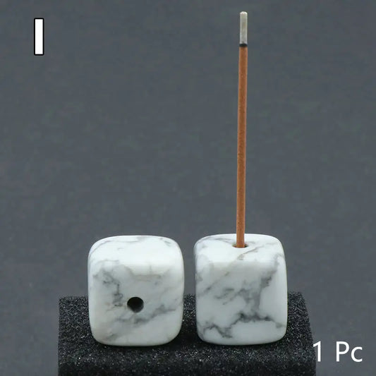1pc, Howlite Natural Stone Incense Holder, Square Incense Stick Holder Natural Stone Craft Ornaments, Mini Incense Holder Burner Ornaments Room Decoration Bedroom Accessories Household Items