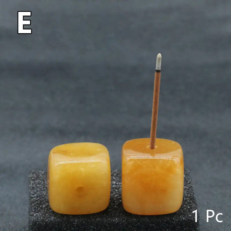 1pc, Citrine Natural Stone Incense Holder, Square Incense Stick Holder Natural Stone Craft Ornaments, Mini Incense Holder Burner Ornaments Room Decoration Bedroom Accessories Household Items