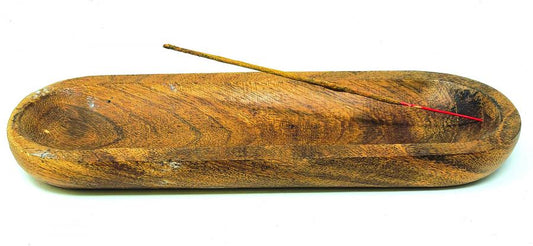 Wood Boat Double Incense Stick Burner 12"x4"