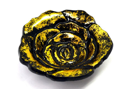 Golden Rose Bowl 4" Diameter : Smudging, Cone Incense or Decor.