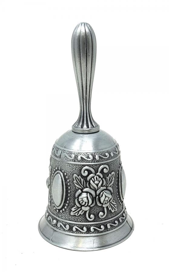 Charcoal Grey- Floral Design Altar Bell Alloy 4.5"H x 2"W