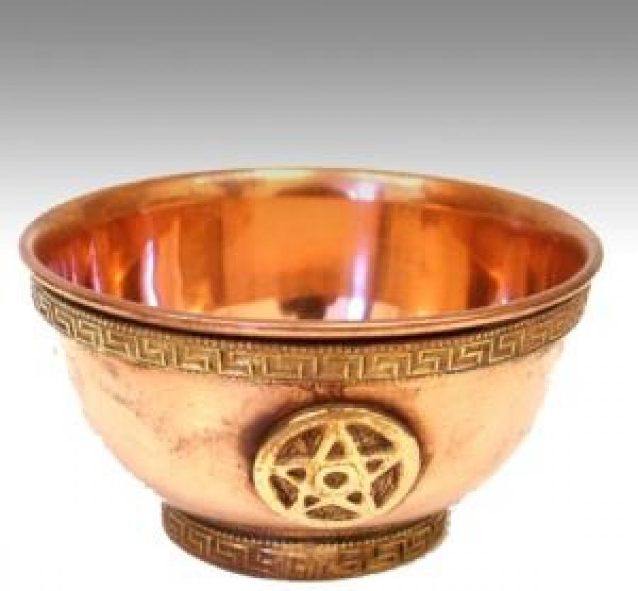 3-Pentacle Copper Offering Bowl 3"D