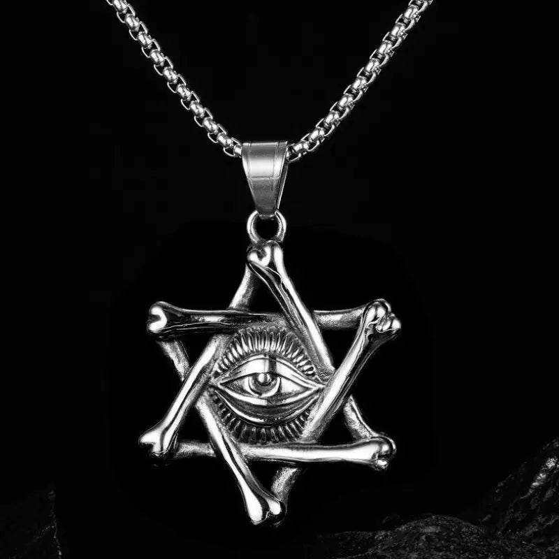 1pc Demon Eye Evil Eye Necklace Punk Six Pointed Star Witchcraft Witch Witchy Pentagram