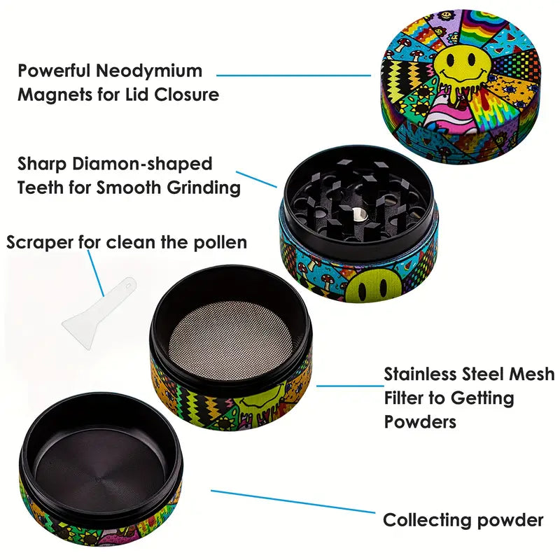 1pc, Herb Grinder, Cartoon Spice Grinder, Creative Tobacco Grinder, Metal Grinder For Kitchen, Multifunctional Spice Crusher, Kitchen Gadgets, Kitchen Supplies, 2inch/5.08cm