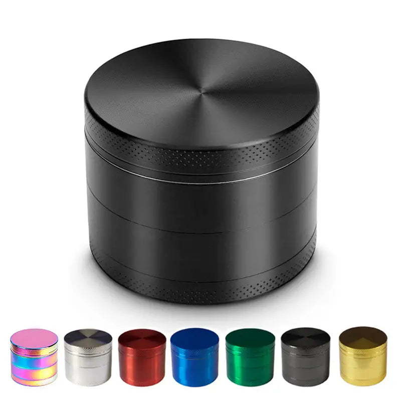 1pc, Black Zinc Alloy Herb Grinder, Four Layer Flat Plate Tobacco Grinder, Metal Manual Grinder Cigarette Set