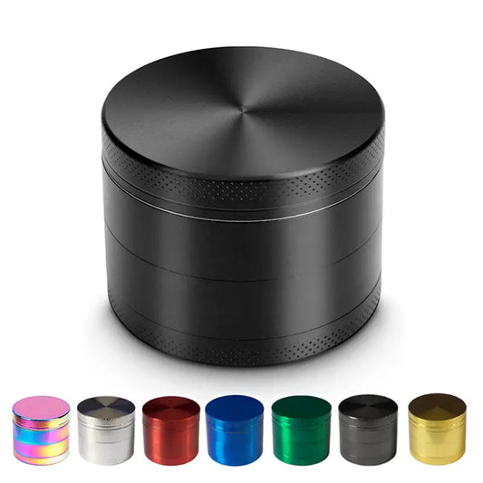 1pc, Black Zinc Alloy Herb Grinder, Four Layer Flat Plate Tobacco Grinder, Metal Manual Grinder Cigarette Set