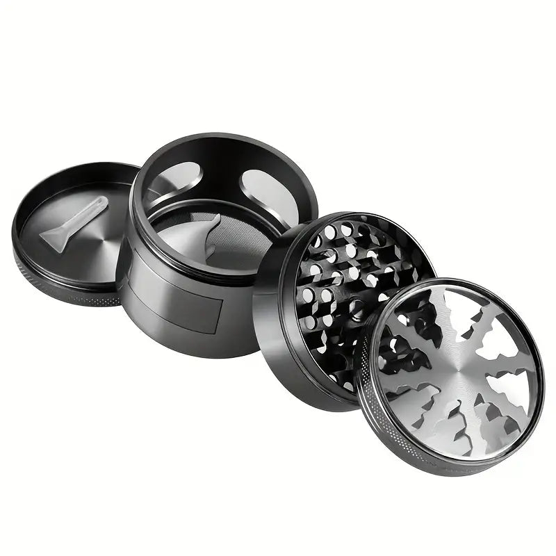 1pc, Zinc Alloy Grinder with Pour Spout, Skylight, Lightning Bolt, Diameter 60mm, Four-layer Grinding Machine, Herb Grinder