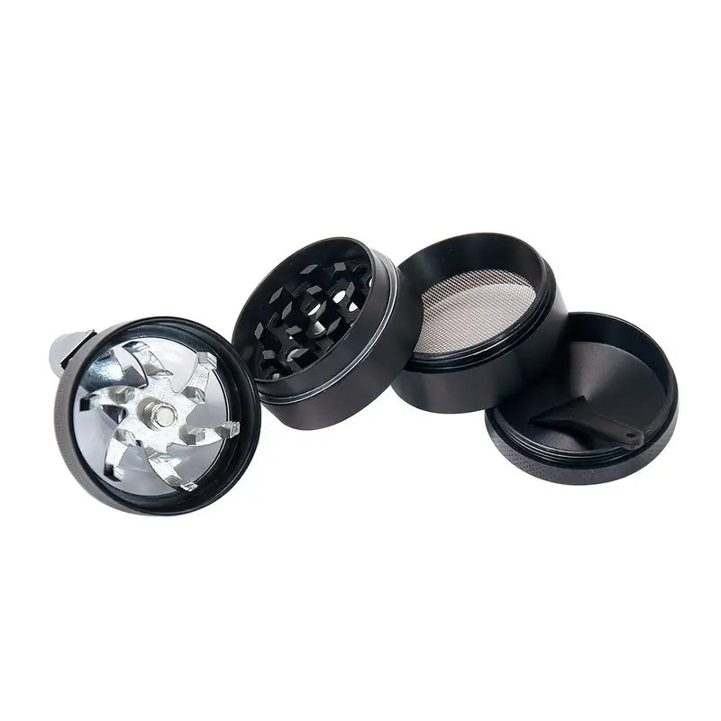 1pc Four-layer Manual Zinc Alloy Tobacco Grinder With Handle, Blue, Herb Grinder, Smoking Accessories, Spice Grinder 1.57 Inches