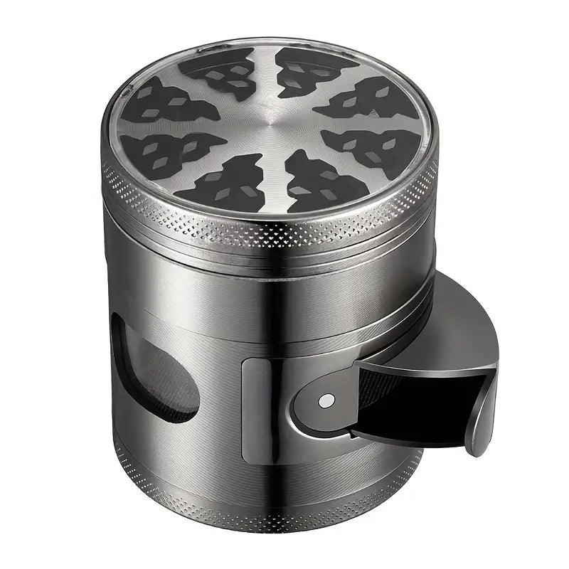 1pc, Zinc Alloy Grinder with Pour Spout, Skylight, Lightning Bolt, Diameter 60mm, Four-layer Grinding Machine, Herb Grinder