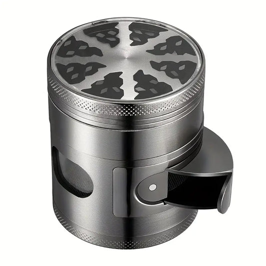1pc, Zinc Alloy Grinder with Pour Spout, Skylight, Lightning Bolt, Diameter 60mm, Four-layer Grinding Machine, Herb Grinder