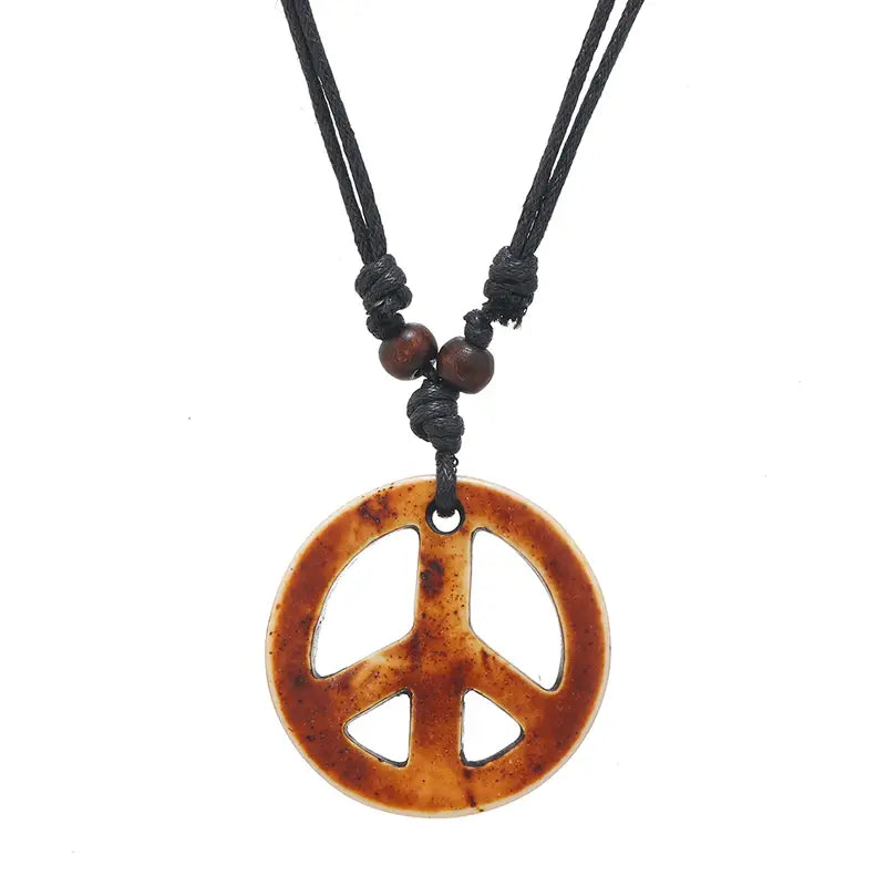 Peace Sign Necklace Hippie Boho Bohemian