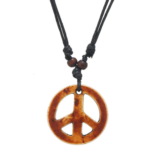 Peace Sign Necklace Hippie Boho Bohemian