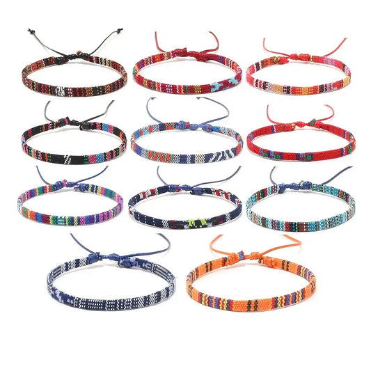 1pc RANDOM COLOR Stackable Thin Rope Colorful Retro Hand Rope, Bohemian Charm Bracelet