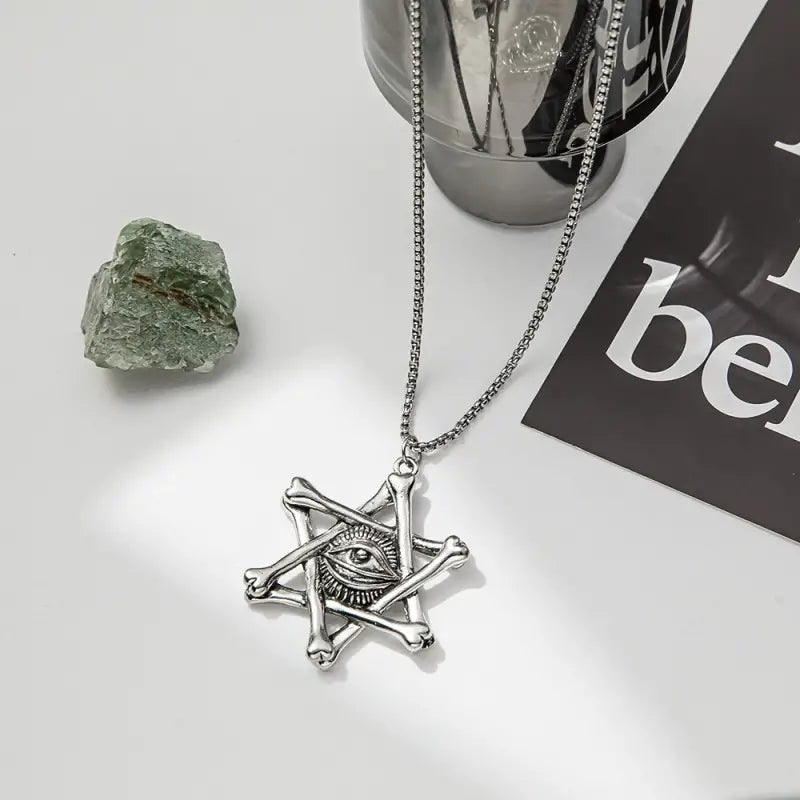 1pc Demon Eye Evil Eye Necklace Punk Six Pointed Star Witchcraft Witch Witchy Pentagram