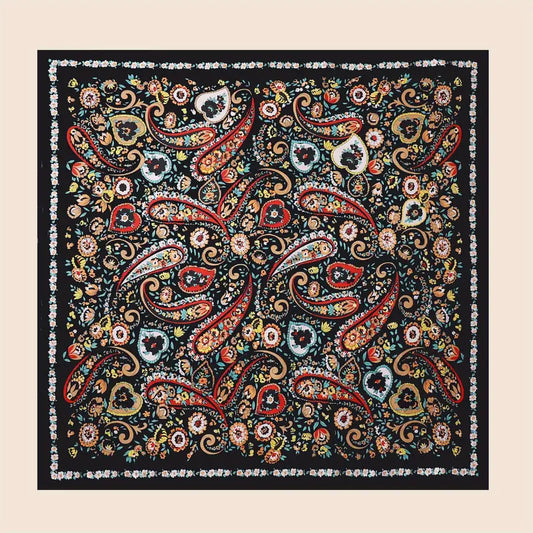 1pc Paisley Print Bandana Classic Colorful Square Scarf Imitation Silk Head Wrap Neckerchief Hair Accessories Hippie Boho Bohemian