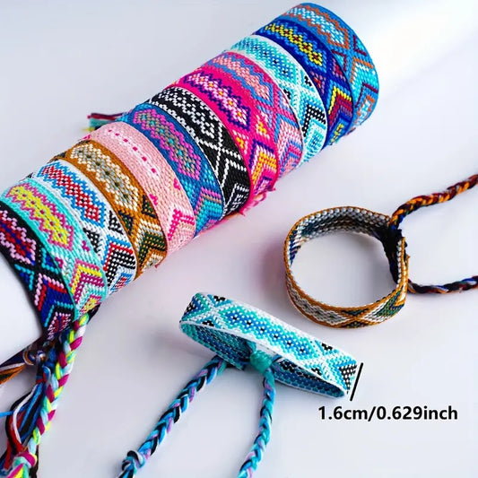 1 pc ONE BRACELET RANDOM COLOR Bohemia Ethnic Style Woven Handmade Rope Adjustable Size Friendship Bracelet Boho Hippie