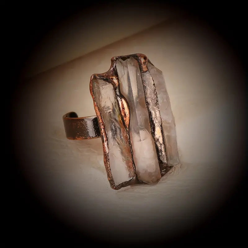 Cuff Ring Inlaid Natural Crystal Absorb The Energy From Mother Nature