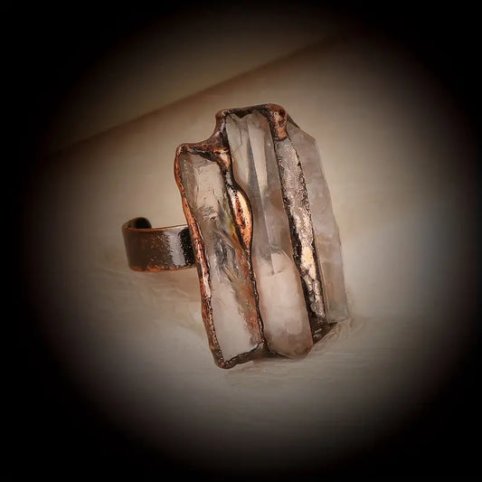 Cuff Ring Inlaid Natural Crystal Absorb The Energy From Mother Nature