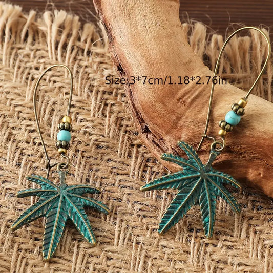 1 pair Leaf Shape Drop Earrings Maple Leaf Boho Bohemian