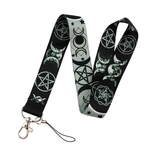 Moon & Star Pentagram Magic Neck Strap Lanyards For Keys Keychain Badge Holder For ID Credit Card Pass Hang Rope Lariat Phone Charm Accessories Detachable Witch Witchy Goth