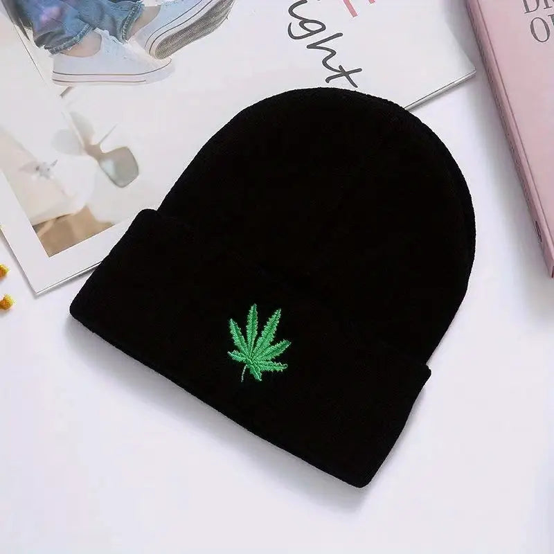 Leaf Weed Beanie Adult Size BLACK