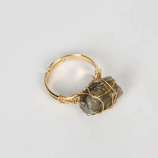 Natural Stone LABRADORITE Adjustable Finger Ring